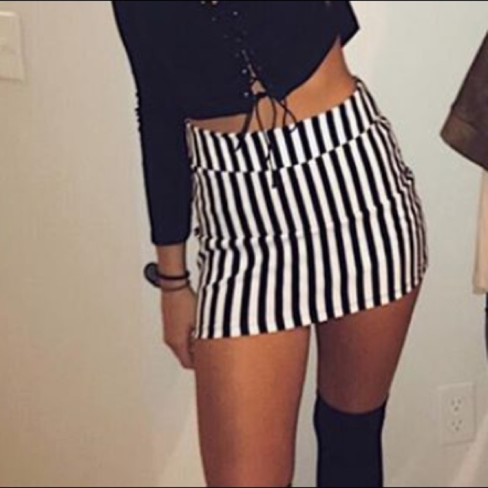 black and white striped skirt
